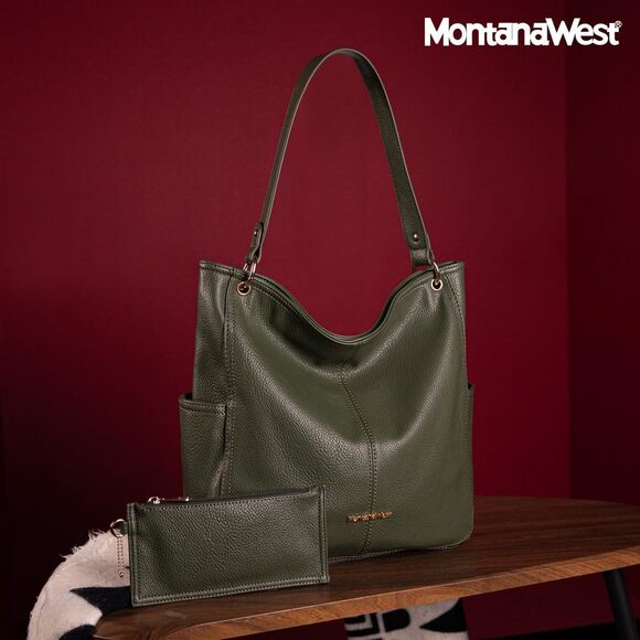 Hobo Purse for Women 2pcs Handbag Set Shoulder Bag Soft Washed Leather Top🐠 - Picture 6 of 6